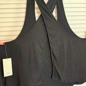 TOBI Medium Women Stylish Stretch Top Soft Modal Blend Open Back Crisscross Arm